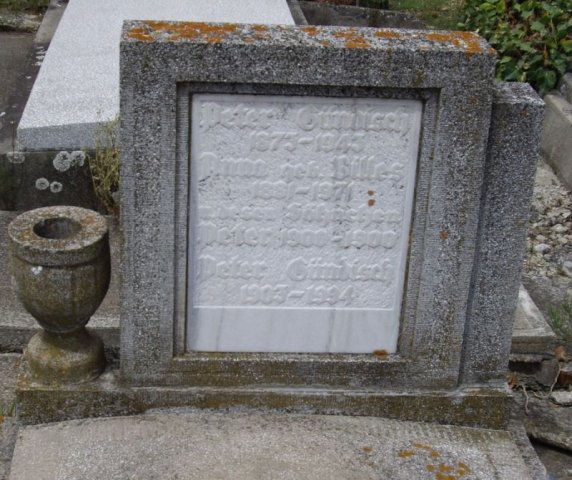 Guendisch Peter 1873-1943 Billes Anna 1881-1971 Grabstein